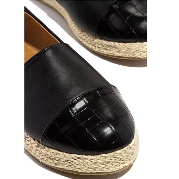 Black Espadrille Trim Dressy Slip On - Picture 3 of 9